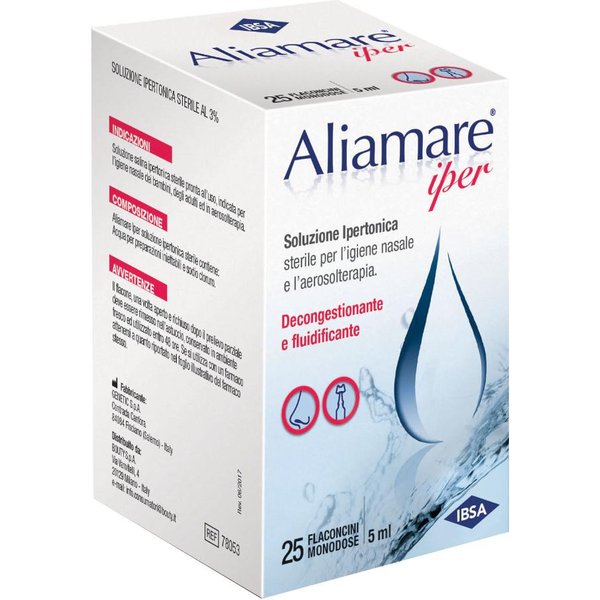 Aliamare Flaconcini Ipertonici 25X5 Ml - Trattamento Per Raffreddore E Rinite-image