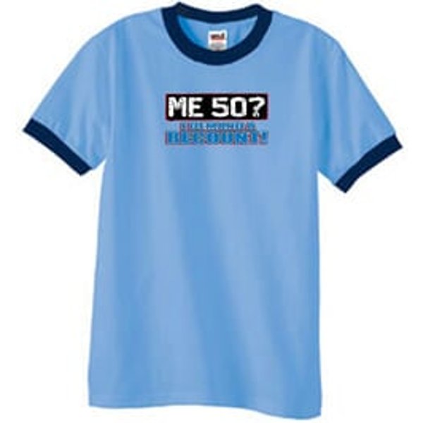 50th Birthday Ringer T-shirt Funny Me 50 Years Carolina Blue/Navy Tee