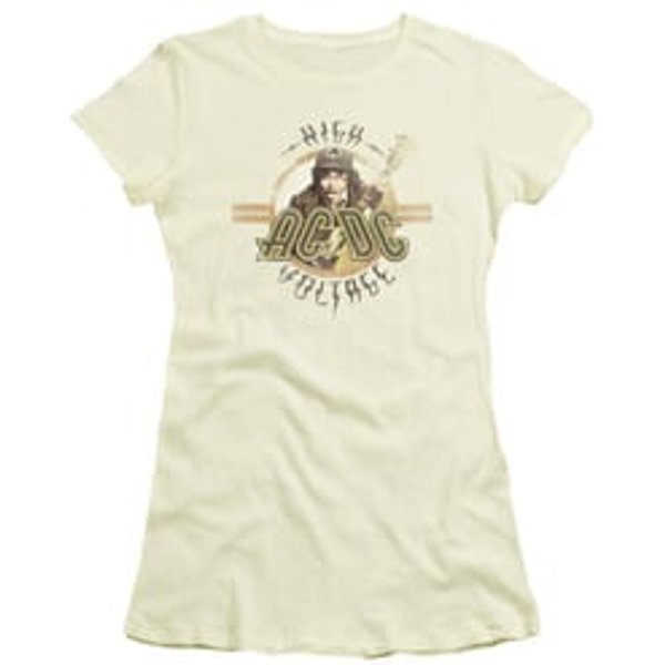 ACDC Juniors Shirt High Voltage Cream T-Shirt
