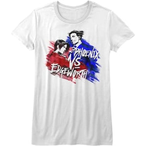 Ace Attorney Shirt Juniors Phoenix VS Edgeworth White T-Shirt