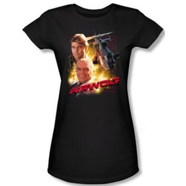 Airwolf Juniors T-shirt Airwolf Collage Black Tee Shirt
