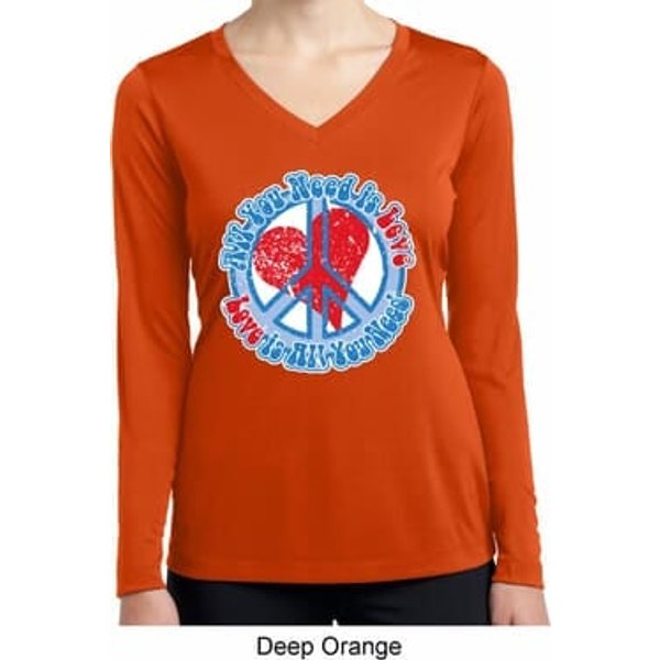 All You Need is Love Ladies Dry Wicking Long Sleeve Shirt