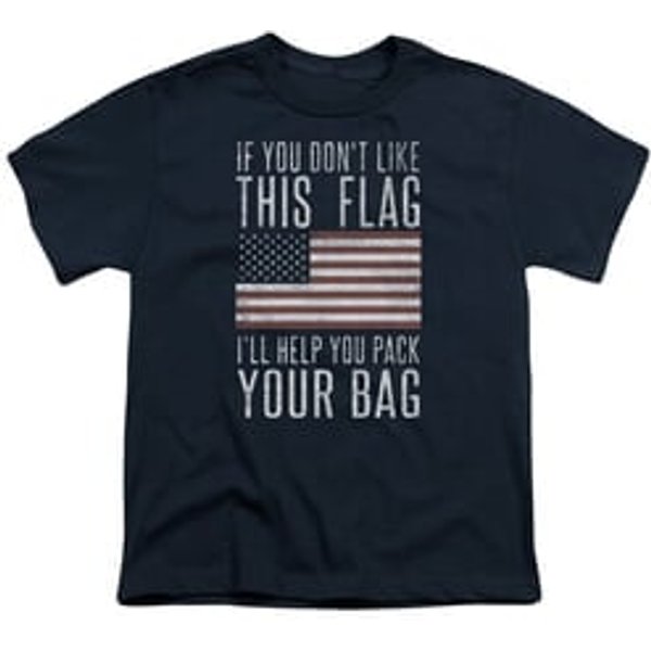 Patriotic American Flag Kids Shirt Pack Your Bag Navy T-Shirt