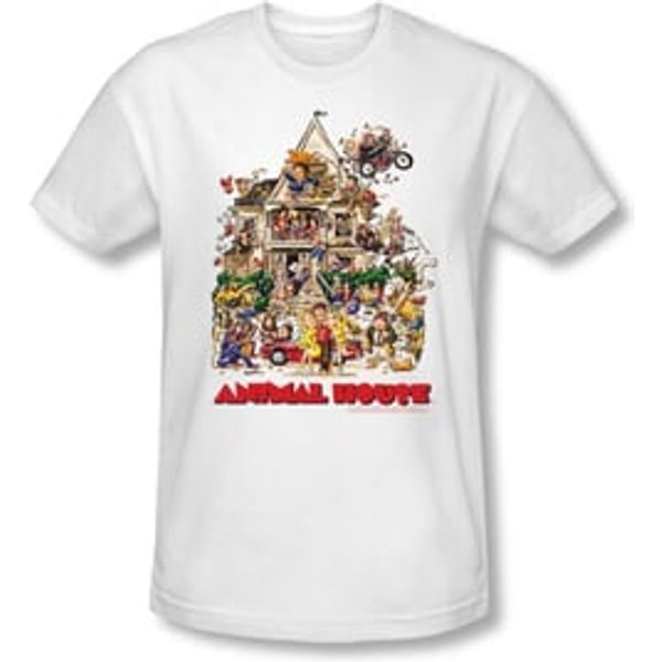 Animal House Slim Fit T-shirt Movie Poster Art Adult White Tee Shirt