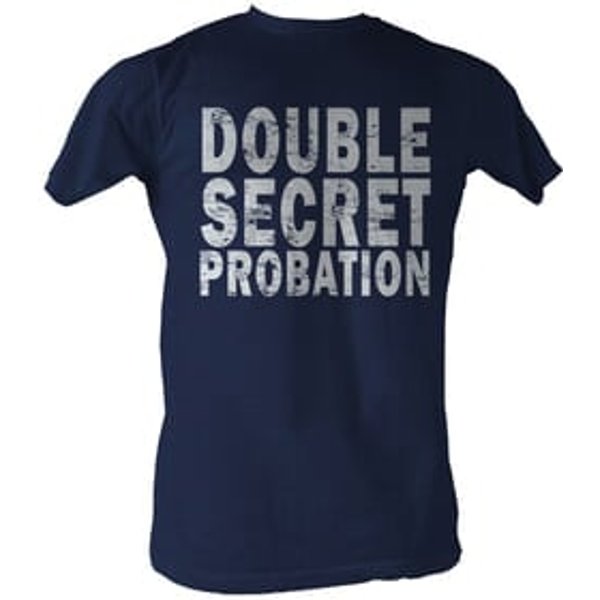 Animal House T-Shirt Double Secret Probation Navy Blue Tee Shirt