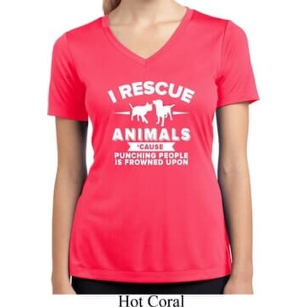 Animal Rescue Ladies Moisture Wicking V-neck Shirt