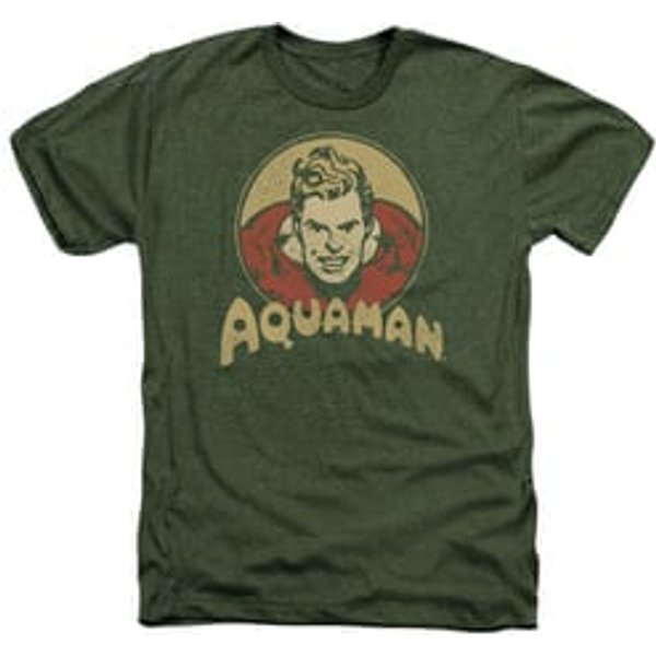 Aquaman Shirt Aqua Circle Heather Olive Green T-Shirt