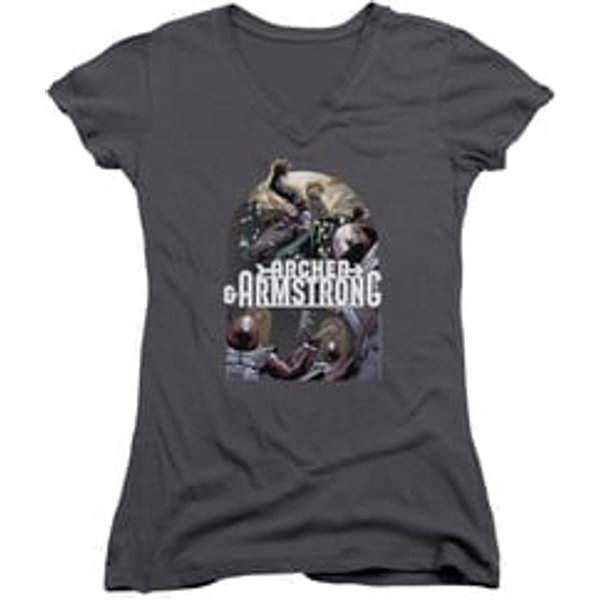 Archer & Armstrong Juniors V Neck Shirt Dropping In Charcoal T-Shirt