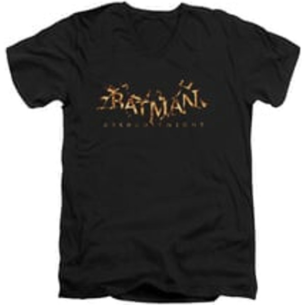 Arkham Knight Shirt Slim Fit V-Neck Flame Logo Black T-Shirt