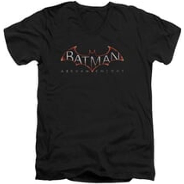 Arkham Knight Shirt Slim Fit V-Neck Logo Black T-Shirt