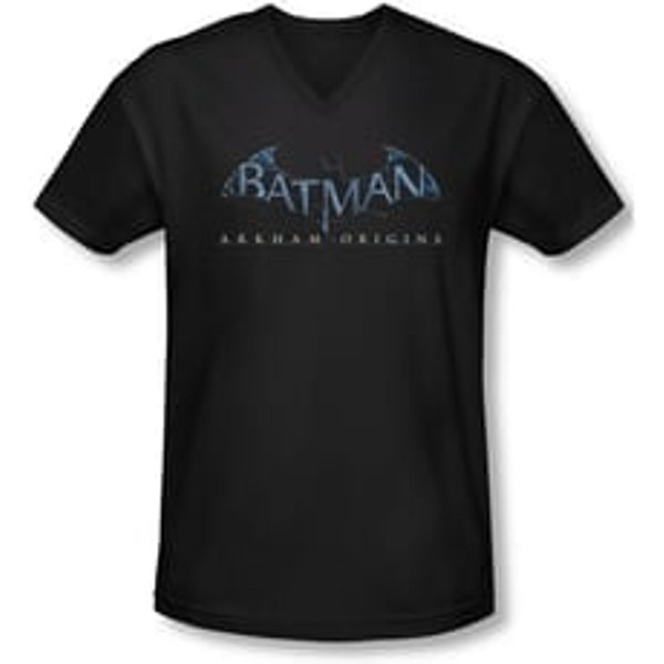 Arkham Origins Shirt Slim Fit V-Neck Logo Black T-Shirt