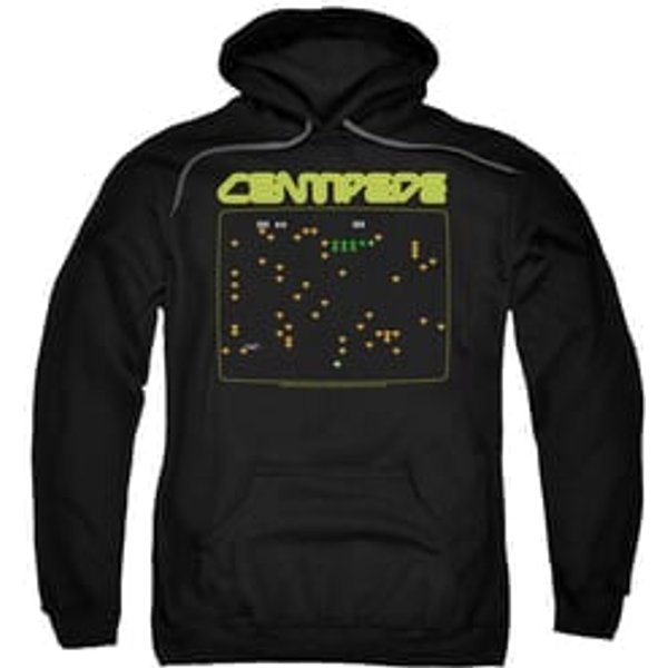 Atari Hoodie Centipede Screen Black Sweatshirt Hoody