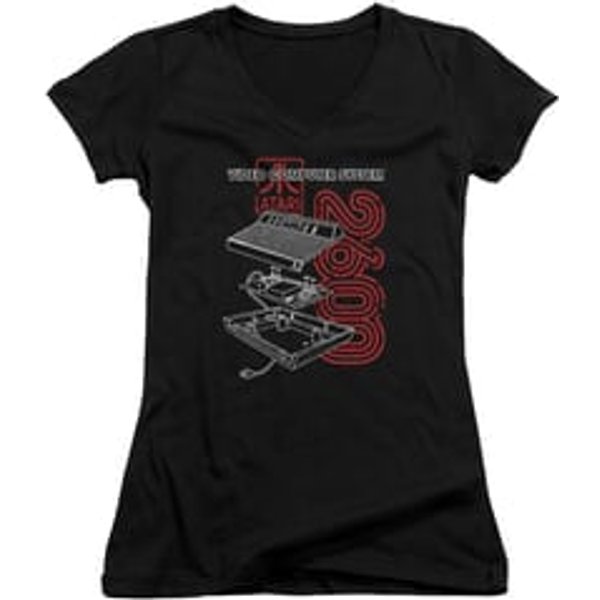 Atari Juniors V Neck Shirt Video Computer System 2600 Black T-Shirt