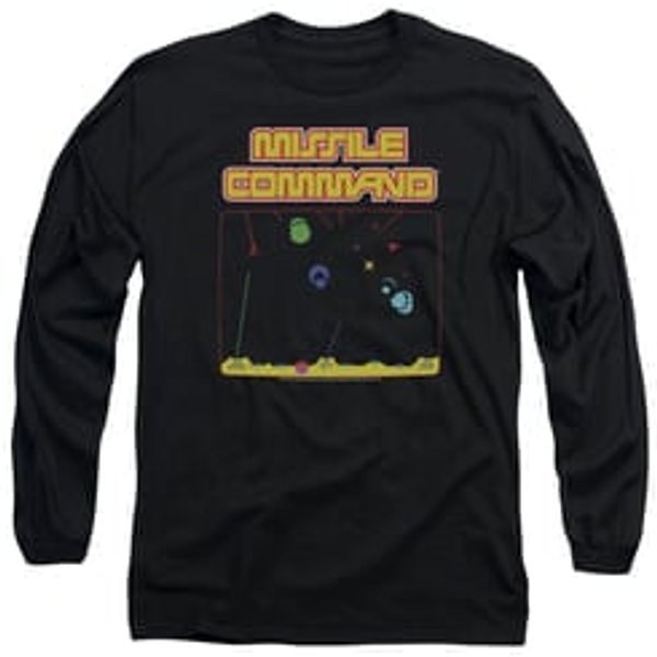 Atari Long Sleeve Shirt Missile Screen Black Tee T-Shirt