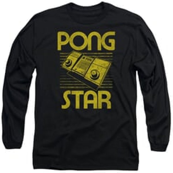 Atari Long Sleeve Shirt Pong Star Black Tee T-Shirt