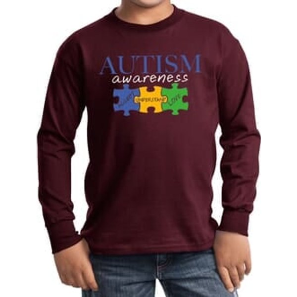 Autism Awareness Puzzle Pieces Kids Long Sleeve