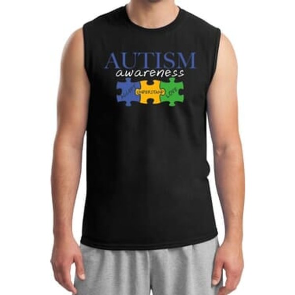 Autism Awareness Puzzle Pieces Muscle Shirt