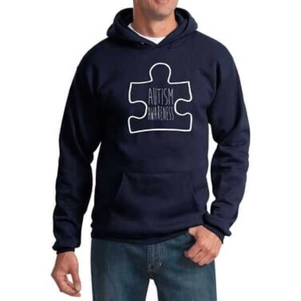 Autism Awareness White Puzzle Hoodie