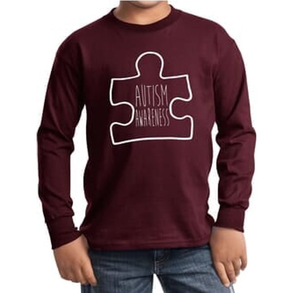 Autism Awareness White Puzzle Kids Long Sleeve Shirt