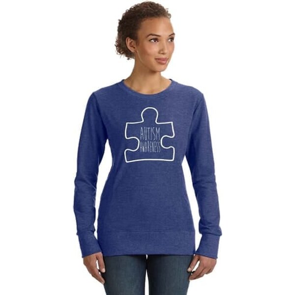 Autism Awareness White Puzzle Ladies Sweatshirt