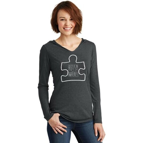 Autism Awareness White Puzzle Ladies Tri Hoodie