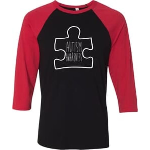 Autism Awareness White Puzzle Raglan Shirt