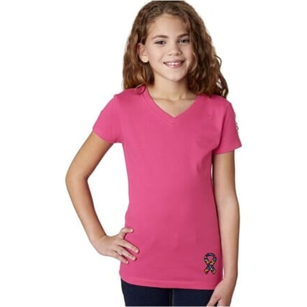 Autism Ribbon Bottom Print Girls V-neck