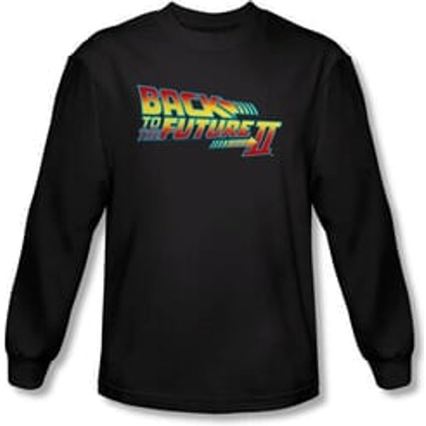 Back To The Future II Long Sleeve T-shirt Logo Black Tee Shirt