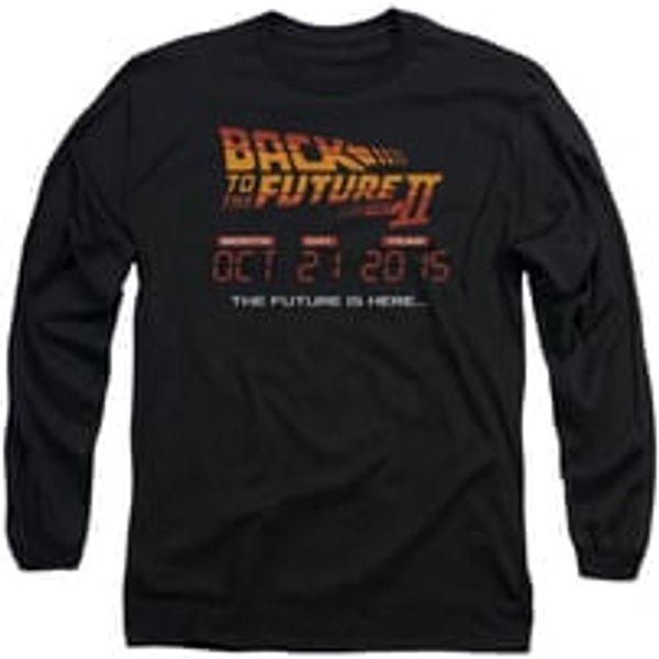 Back To The Future II Shirt Future Is Here Long Sleeve Black Tee T-Shirt
