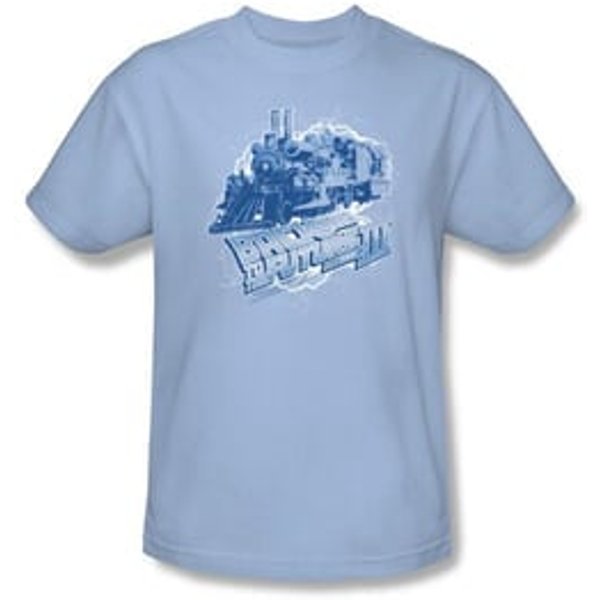 Back To The Future III T-shirt Time Train Adult Light Blue Tee Shirt
