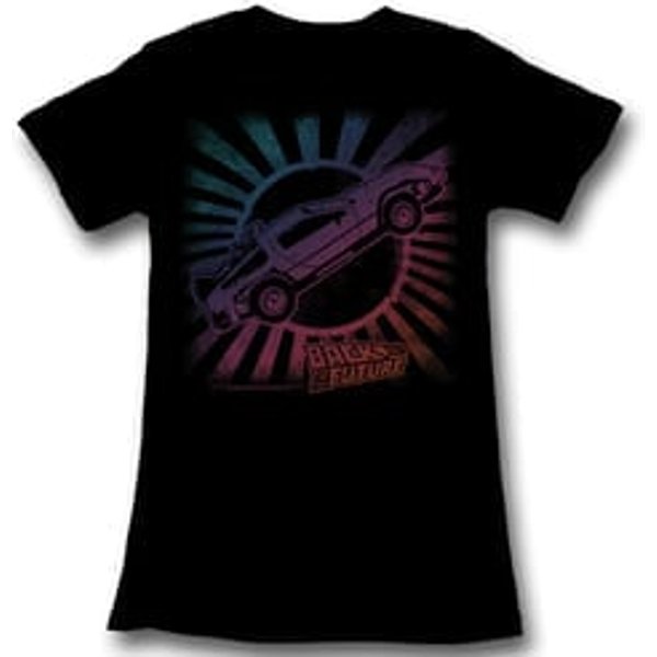 Back To The Future Juniors Shirt Rainbow Black Tee T-Shirt