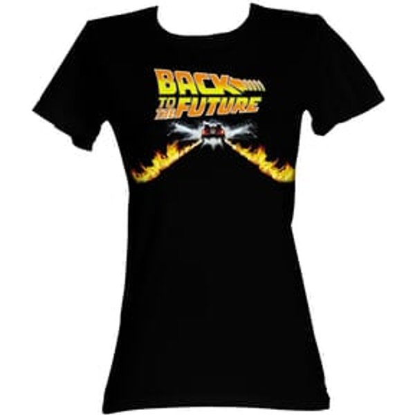 Back To The Future Juniors T-Shirt BTF Car Black Tee Shirt