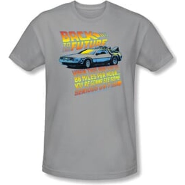 Back To The Future Slim Fit T-shirt 88 Mph Adult Silver Tee Shirt