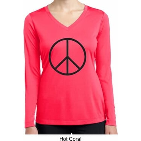 Basic Black Peace Ladies Dry Wicking Long Sleeve Shirt