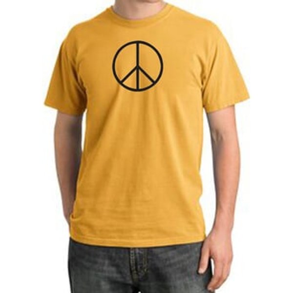 BASIC PEACE BLACK Sign Symbol Adult Pigment Dyed T-shirt - Mustard