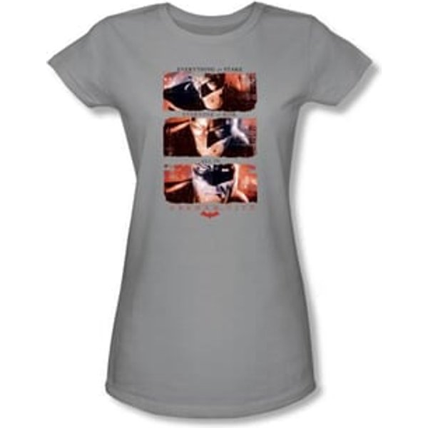 Batman Juniors T-Shirt - Arkham City All In Silver Tee