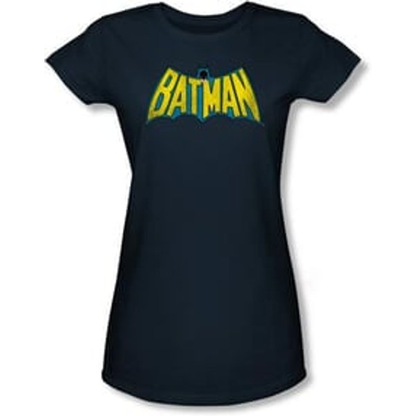 Batman Juniors T-Shirt - Classic Batman Logo Navy Blue Tee