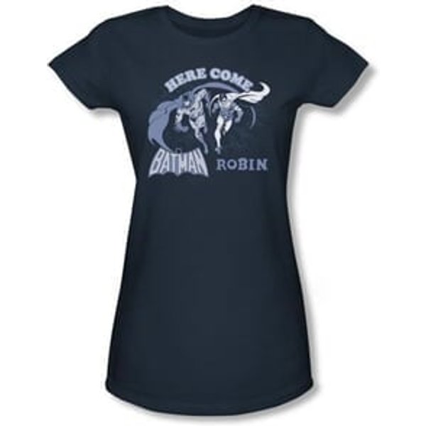Batman Juniors T-Shirt - Here Come Slate Blue Tee