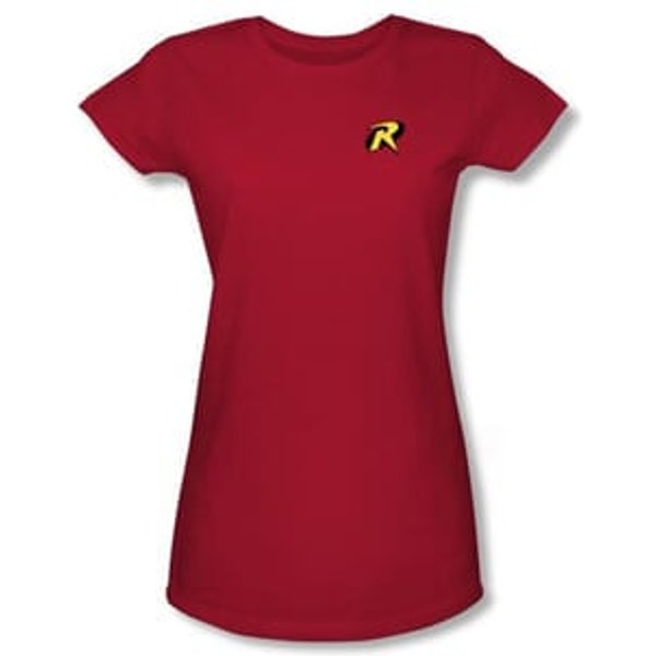Batman Juniors T-Shirt - Robin Logo Red Tee