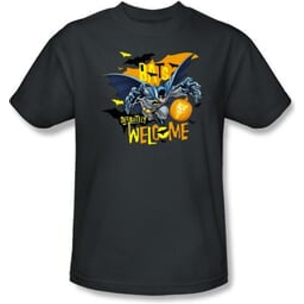 Batman Kids T-Shirt - Bats Welcome Youth Charcoal Tee