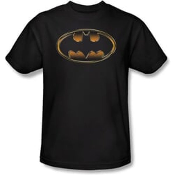 Batman Kids T-Shirt - Black & Gold Embossed Shield Youth Black Tee