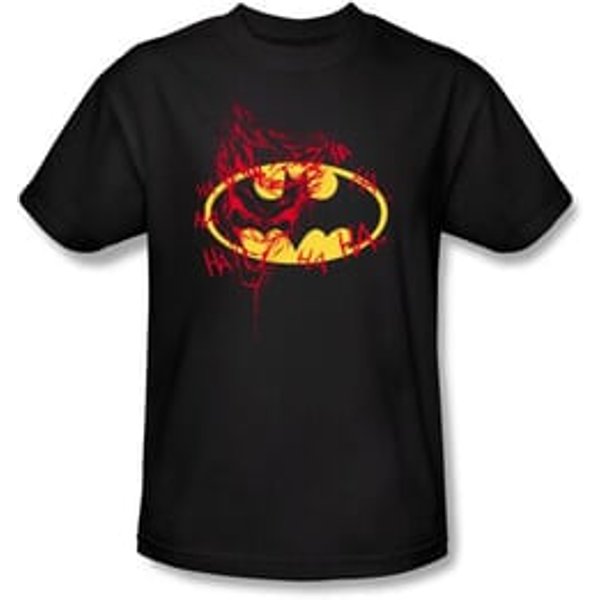 Batman Kids T-Shirt - Joker Graffiti Classic Youth Black Tee