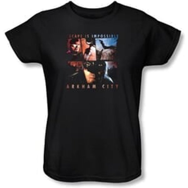 Batman Ladies T-Shirt - Arkham City Escape Is Impossible Black Tee