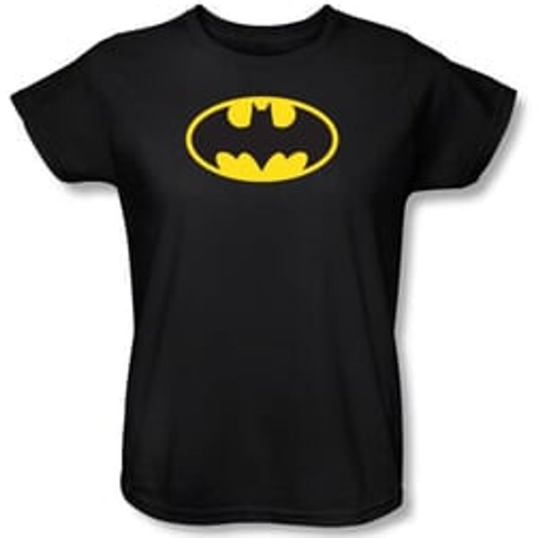Batman Ladies T-Shirt - Classic Logo Black Tee