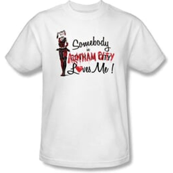 Batman T-Shirt - Arkham City Somebody Loves Me Adult White Tee