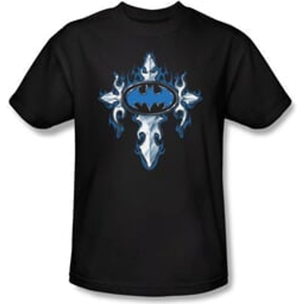 Batman T-Shirt - Gothic Steel Logo Adult Black Tee