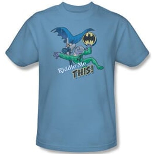 Batman T-Shirt - Riddle Me This Adult Carolina Blue Tee