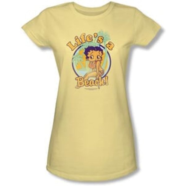 Betty Boop Juniors T-shirt Life's A Beach Banana Tee