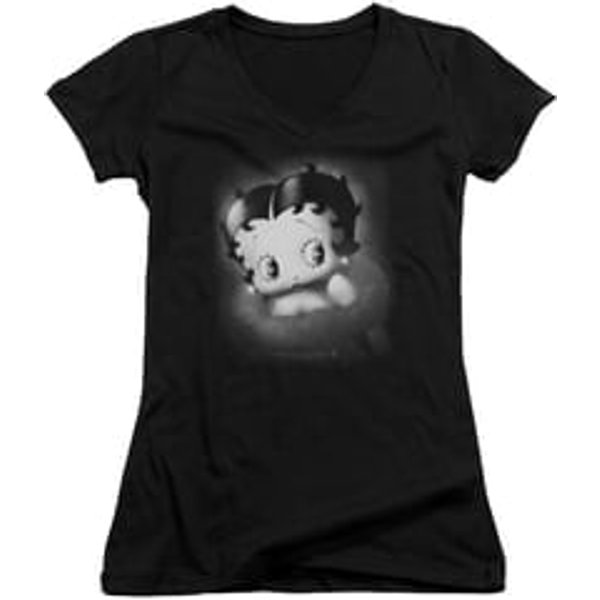 Betty Boop Juniors V Neck Shirt Vintage Star Black T-Shirt