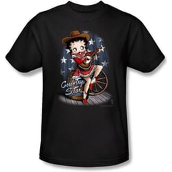 Betty Boop Kids T-shirt Country Star Youth Black Tee Shirt